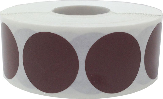 Brown Color Coding Labels for Organizing Inventory 1 Inch Round Circle Dots 500 Total Adhesive Stickers On A Roll Brown