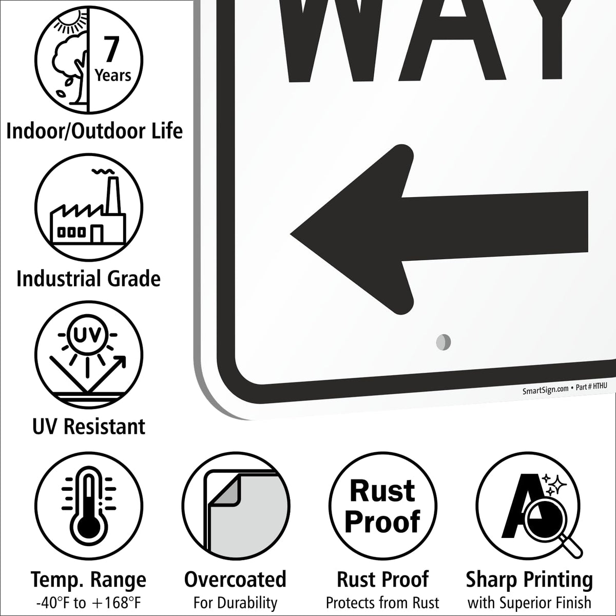 SmartSign One Way Sign with Left Arrow - 12" x 18", 120 mil Aluminum Composite (ACM), Engineer Grade Reflective Material, Black and White, Made in USA 12" x 18" EG ACM - Left Arrow