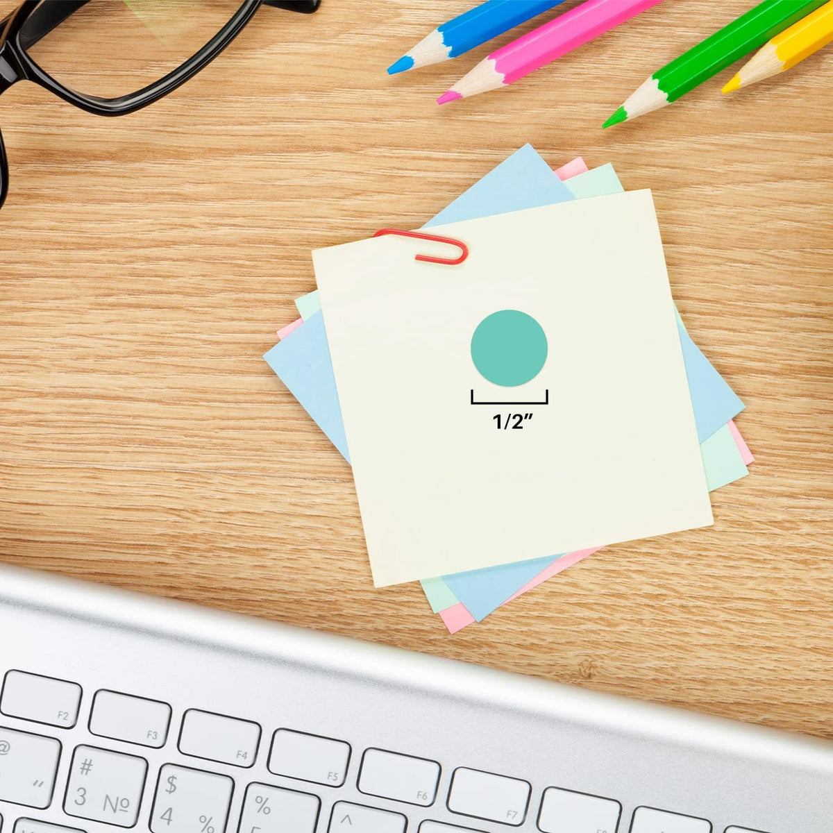 ChromaLabel 0.50 inch aqua round color-coding label stickers on roll, 1000 self-adhesive dots for organization and color coding.