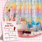 Dirty Soda Bar Sign for Baby Shower, She's Ready To Pop Wooden Menu and Recipe Board, 8x10 Inch Pink Tabletop Welcome Sign, Beverage Setup Decor for Gender Reveal or Wedding Party