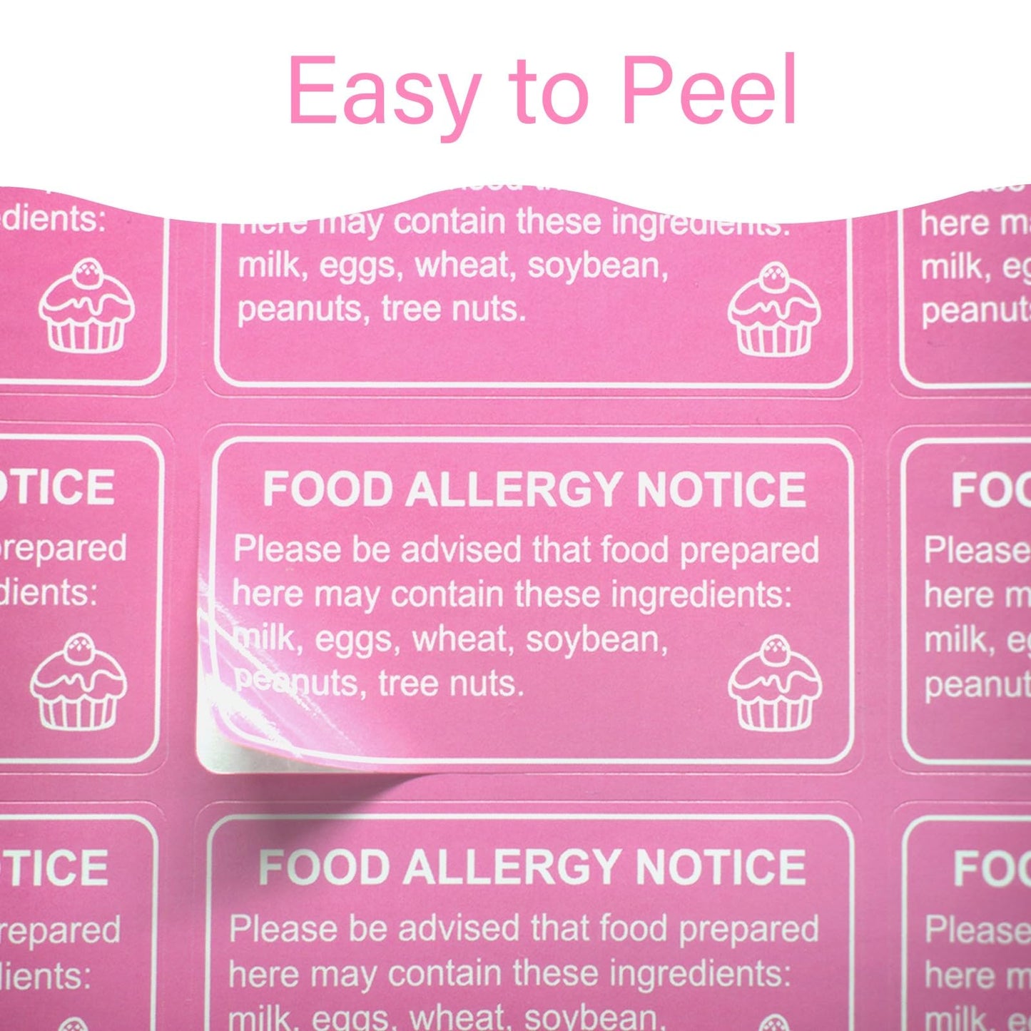 500 Pcs Food Allergy Stickers, 1x2 Inch Labels for Bakery, Cookie, Kitchen 500.0