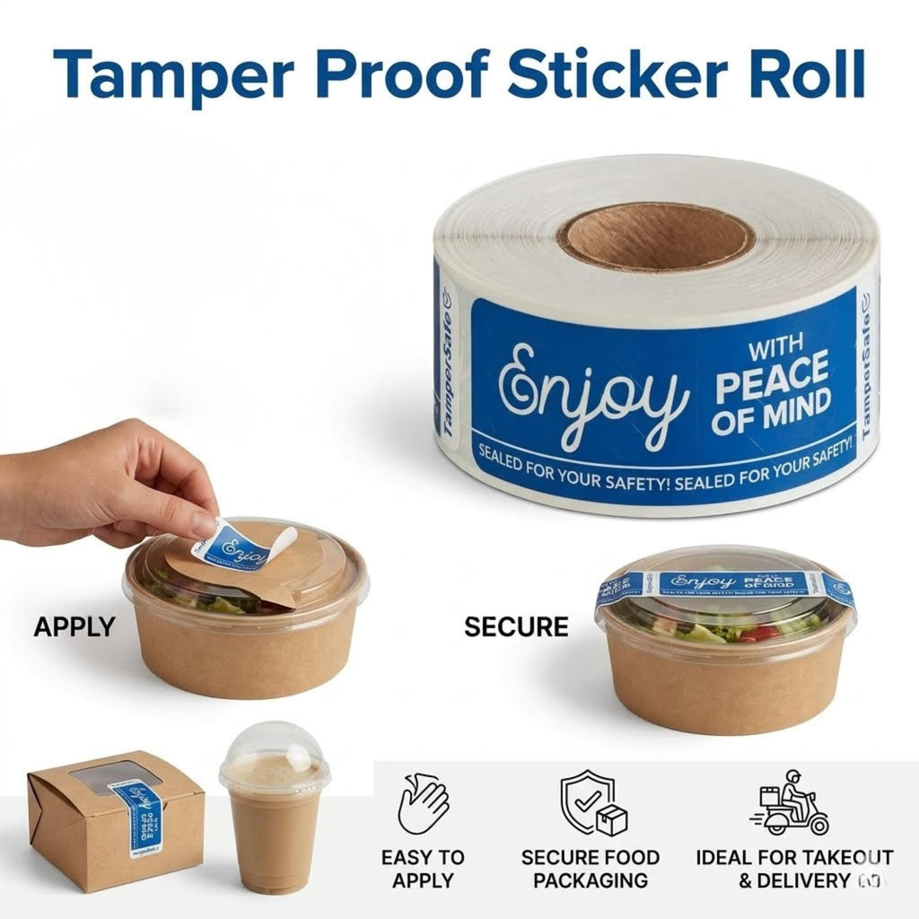 Angel's Peel Lounge Tamper Proof Stickers Roll — Tamper Evident Stickers for Food Delivery, Drink Lids, Containers, Writable Self Adhesive Seal Tape, Easy Application Labels - 1x3in 250-COUNTS, Blue