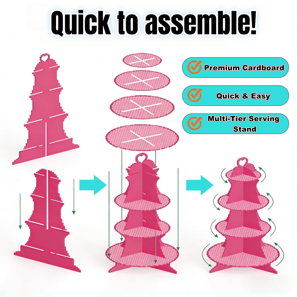 amzwkt 4-Tier Black Cardboard Cupcake Stand 1