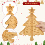 Veemoon Christmas Tree Serving Platter Small Bamboo Charcuterie Board Appetizer Display Tray Divided Candy Dish with 3 Compartments Snack Dessert Candy Fruit Plates for Xmas Party
