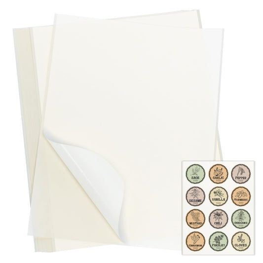 L LIKED 25 dissolvable Food Labels Sheets,Printable, 5/8" X 11" Customizable Labels Sticker for Laser & Inkjet Printers White,No Residue Labels for Food Rotation, Containers, Freezer 8.5x11"|25 Labels