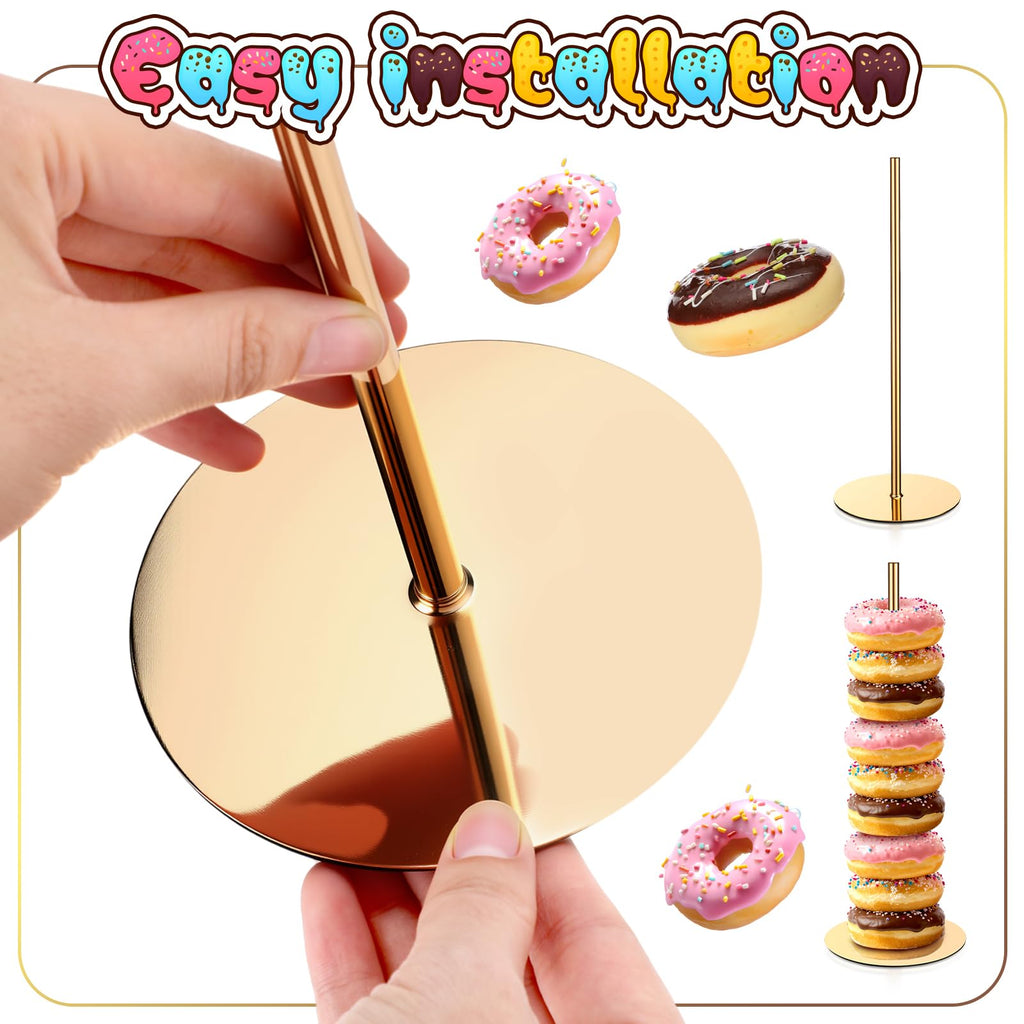 2 Pcs Metal Donut Display Stand Tower for Dessert Table, Gold 2