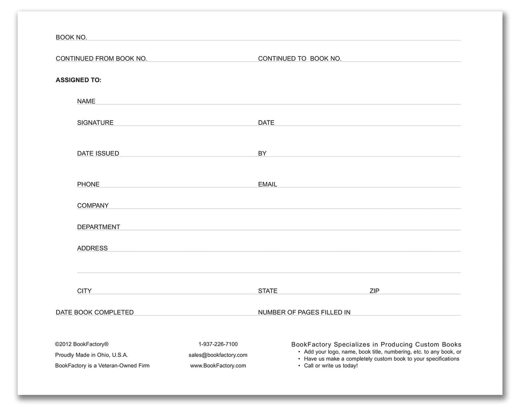 BookFactory Visitor Log Book Register, Blue, Hardbound, 120 Pages
