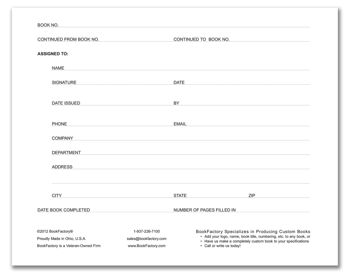 BookFactory Visitor Log Book Register, Blue, Hardbound, 120 Pages