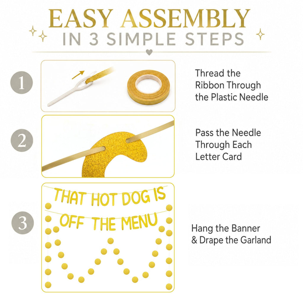 That Hot Dog Is Off The Menu Banner, Gold Glitter Bachelor Party Decor