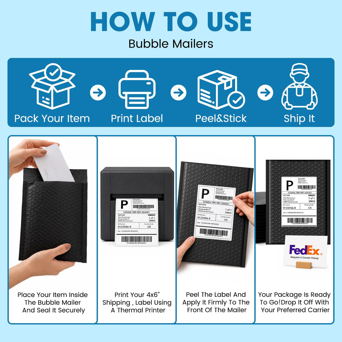 Fuxury Thermal Labels 4x6 500 Labels Fanfold Direct Shipping Label 4x6"-500 Labels