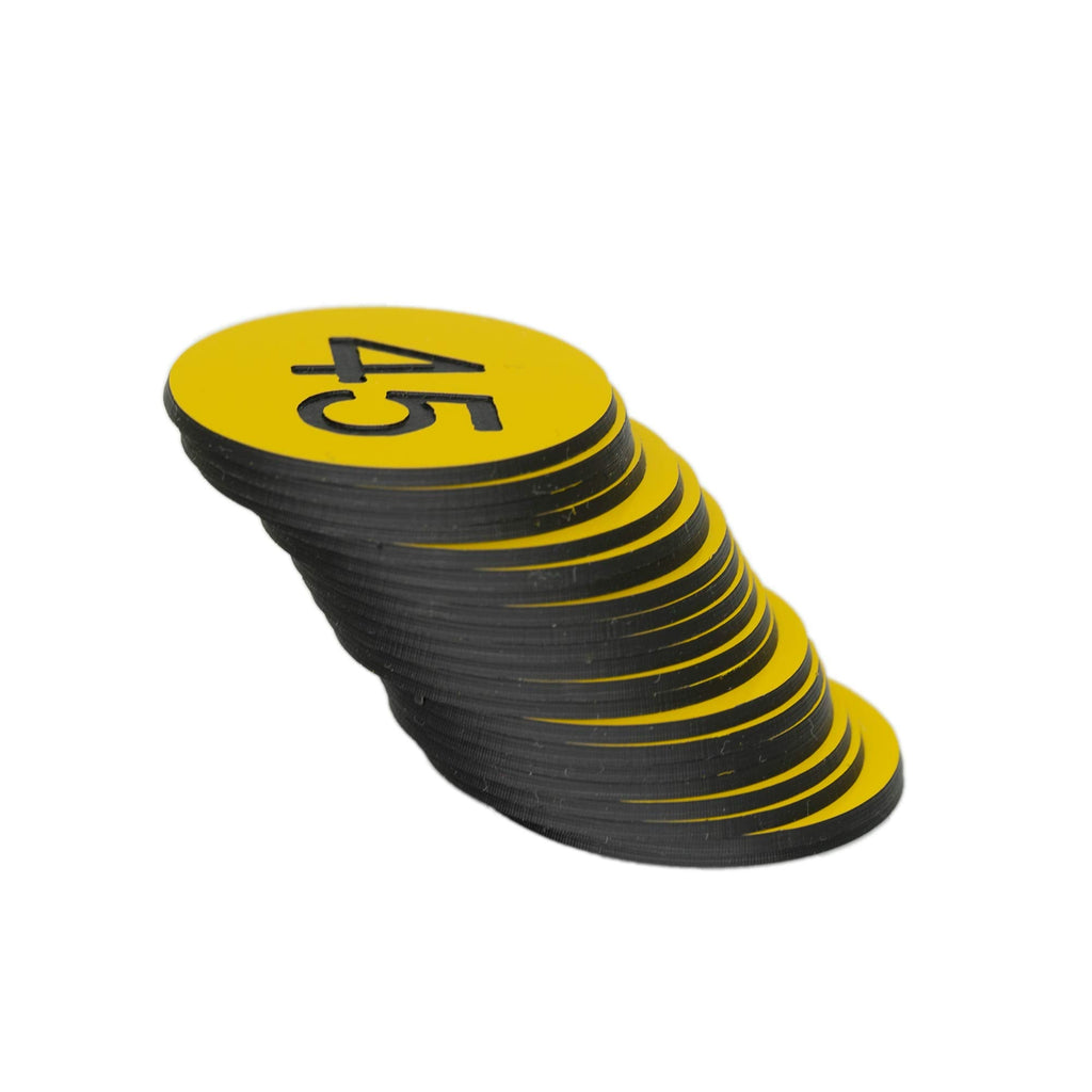 Plastic Number Tags Engraved Numbered Tags Without Hole (101-200, Yellow) 101-200