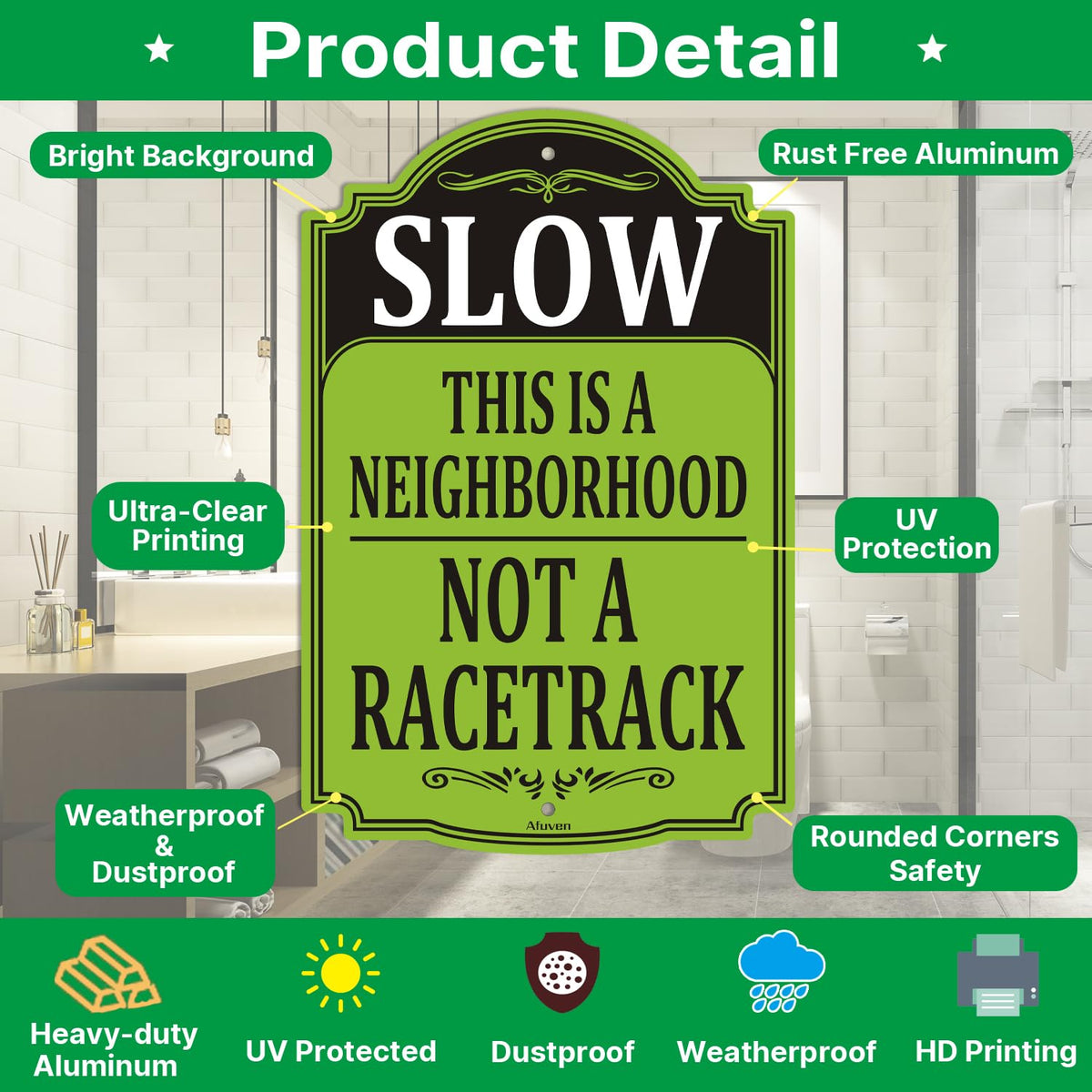 Slow This is A Neighborhood Not A Racetrack Signs 18x12 inches Metal Reflective Rust Aluminum UV Protected Waterproof Sturdy Easy Mounting Outdoor Use 2 Pack
