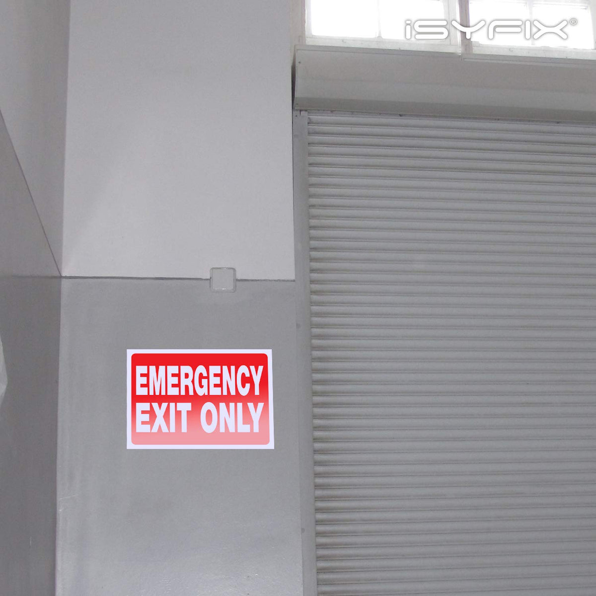 iSYFIX Emergency Exit Only Signs Stickers, 10x7 Inch, 12 Pack 12 Pk 10x7 Sticker Red