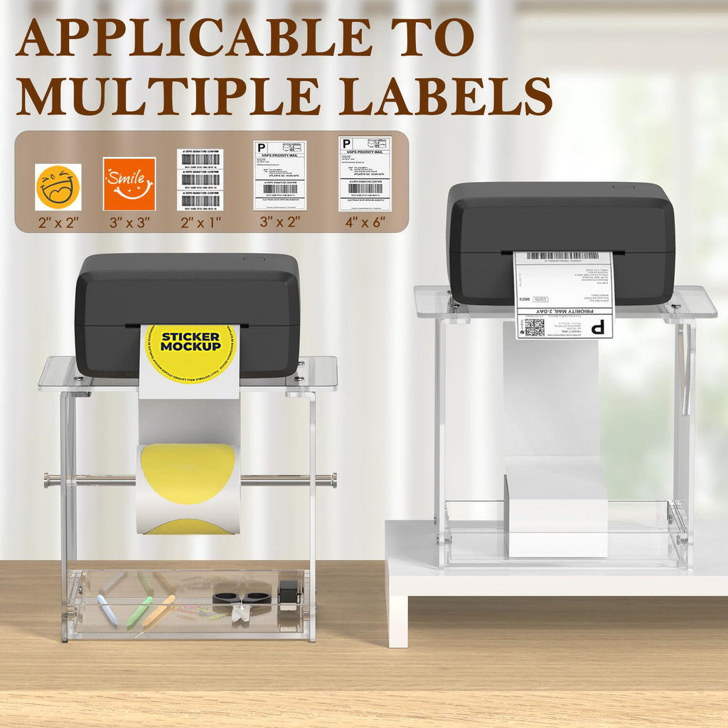 Acrylic Label Roll Holder for Thermal Printer Desktop Stand Transparent