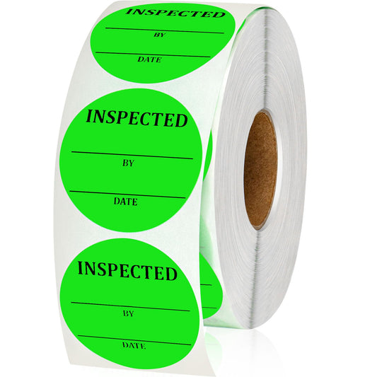 Gueevin 1000 Pcs Circle Inventory Labels QC Passed 2" Quality Control Inspected by Inventory Stickers Fluorescent Green Label Writable Handling for Shipping Control Organization