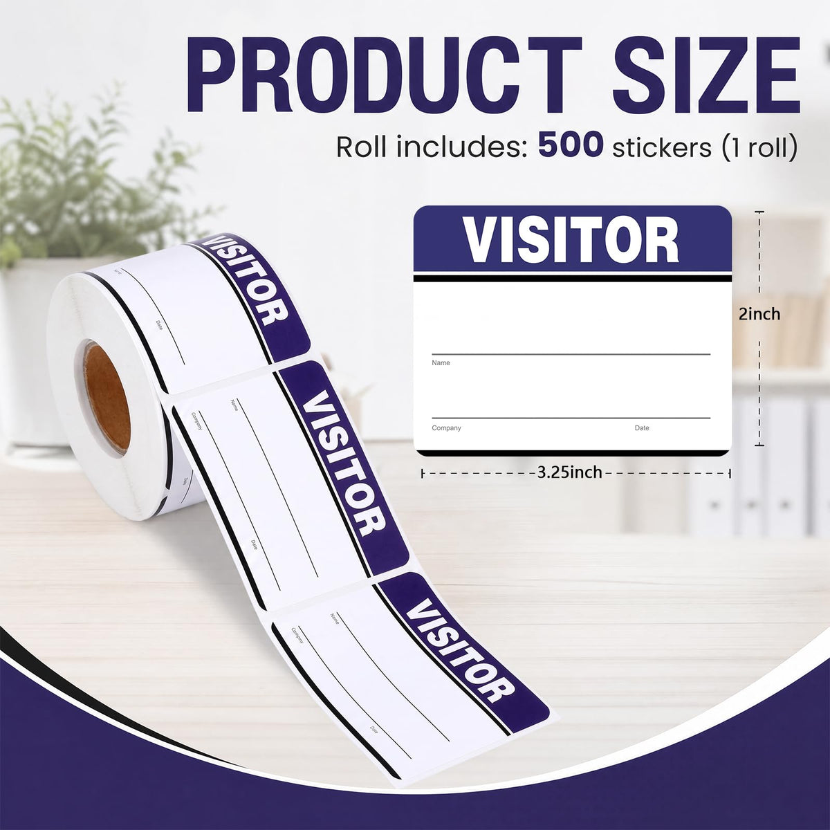 500 Pcs Visitor Stickers Name Badge Tag Hall Passes, Blue