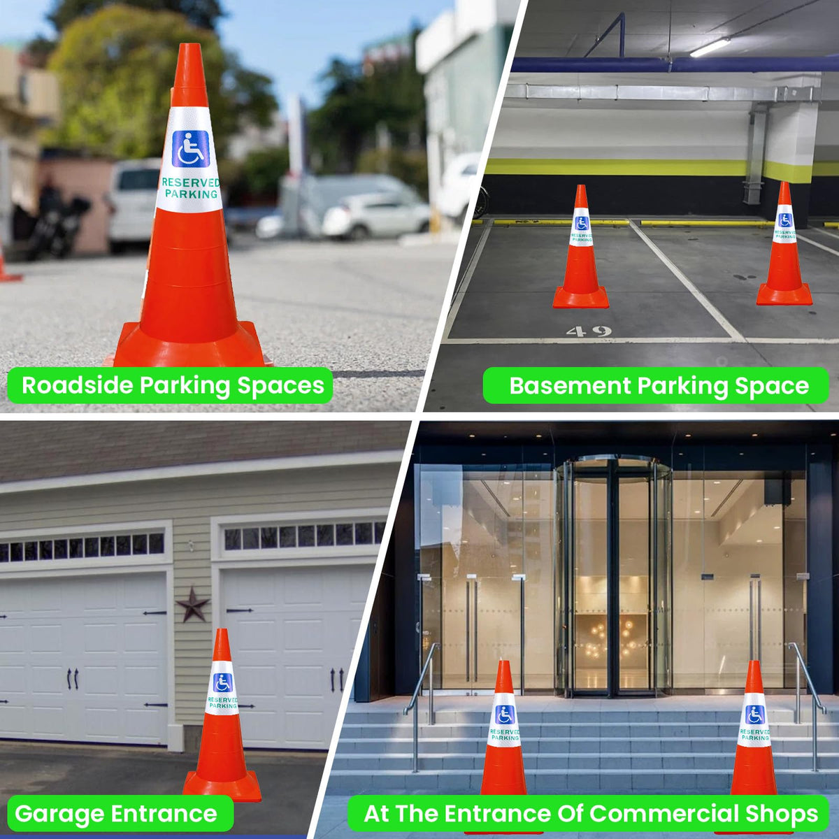 8 Pcs “Reserved Parking” Cone Message Sleeve, 360° Reflective Cones Sleeve