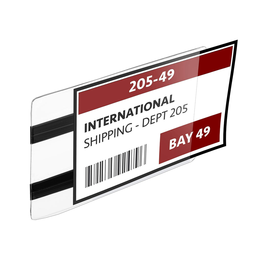 Pack of 25 - Pallet Rack Sign Holder with Two Magnetic Strips, Vinyl Pouch Label Holder with Side Opening, Rack & Shelf Card Holders, Size 3-1/2" Height x 5-1/2" Wide Pack of 25