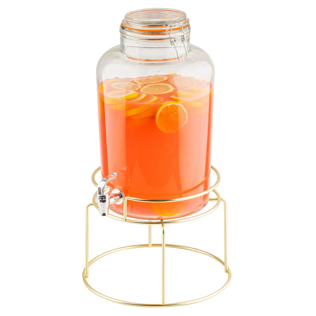 TableCraft Wire Stand for Beverage Dispensers, 11" x 11" x 8", Powder-Coated Gold Steel Elevated Beverage Display Stand with 6 Inch Faucet Clearance, Fits BDG1000, BDG2000, BDG3000, 10090 and 10699