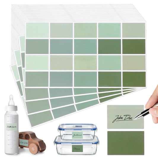 Whaline 400Pcs Baby Bottle Labels for Daycare Sage Green Self-Laminating Name Tag Stickers Gradient Solid Colors Waterproof Adhesive Label Decals for Home Classroom Supplies