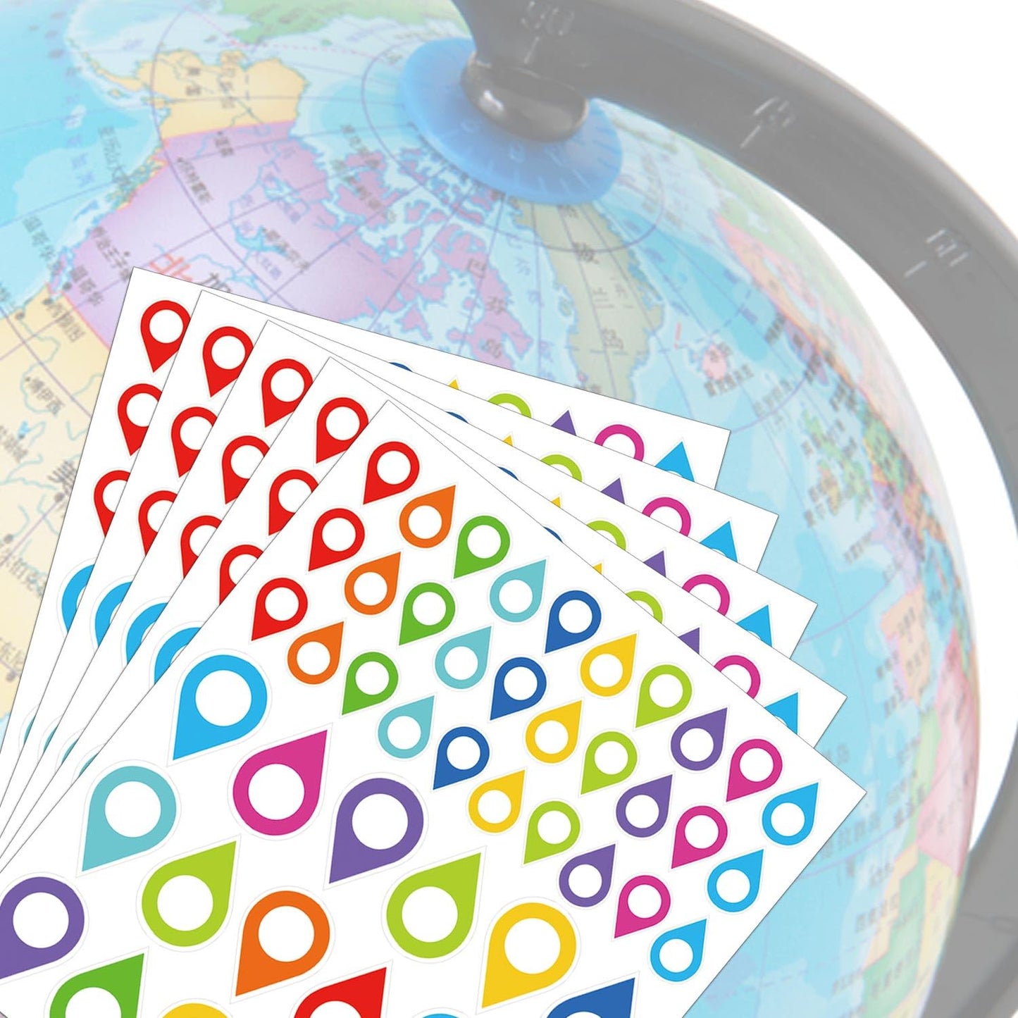 240 Pcs Colorful Map Location Marker Pointer Vinyl Stickers -Self Adhesive Peel and Stick Indicator Labels for Marking Camping Adventure Sites or Travel Destinations