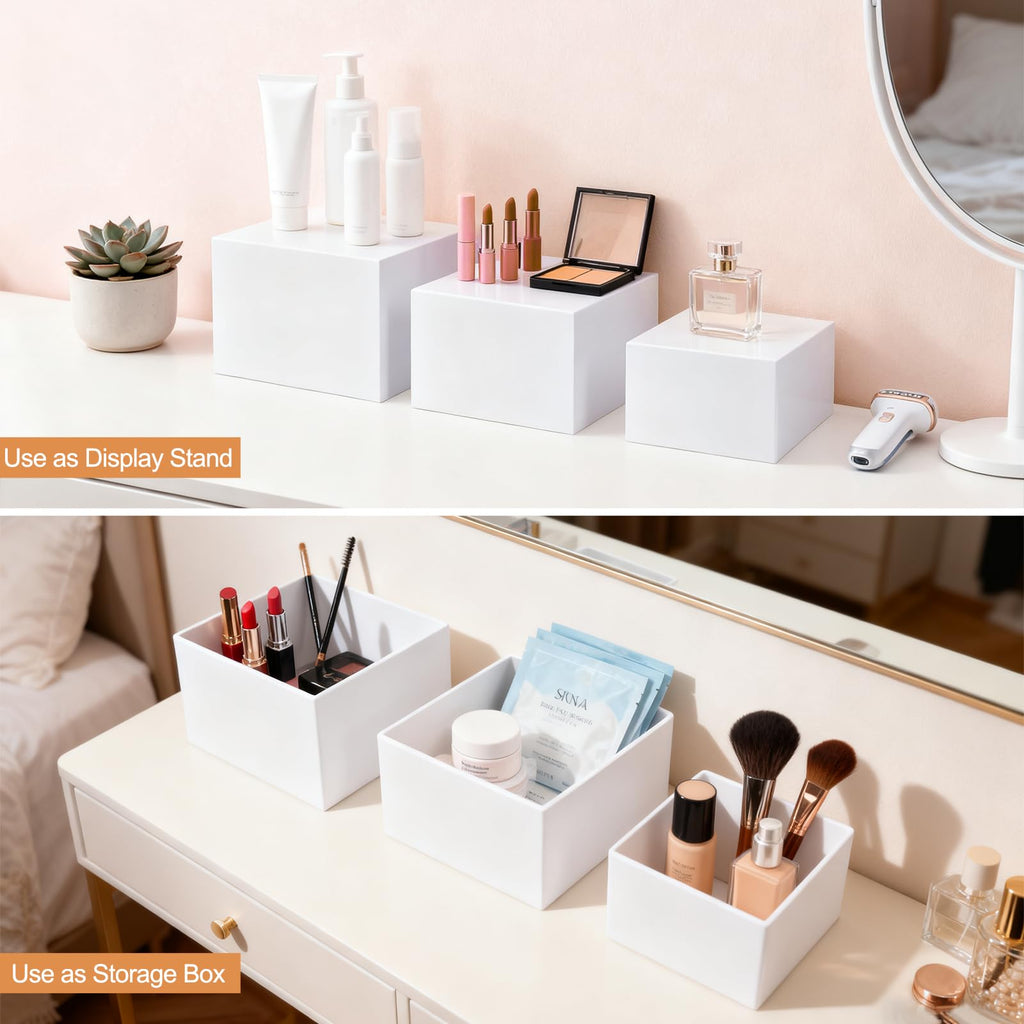 6 Pcs Acrylic Buffet Risers and Stand Food Risers with Mini Sign and Marker