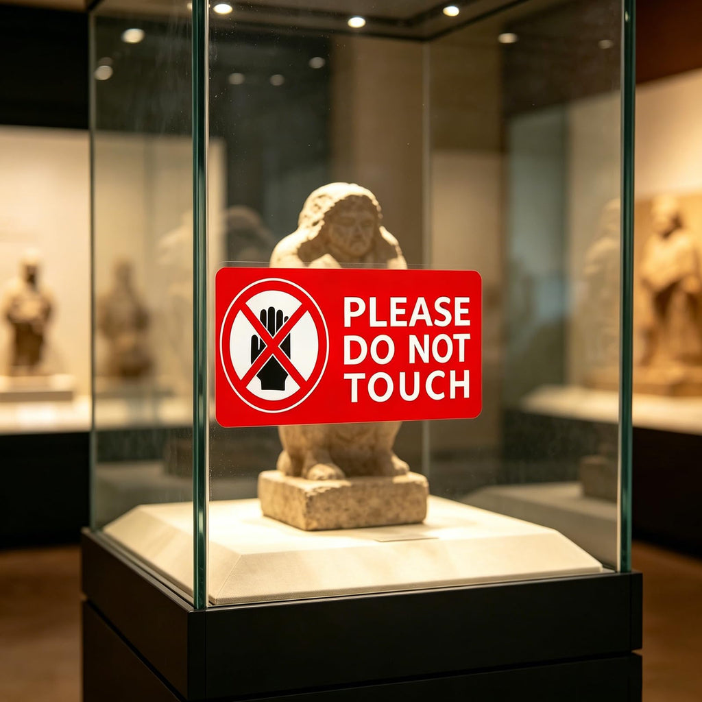 Please Do Not Touch Warning Stickers Tape, 200 Pcs Please Don't Touch Sign, 3" x 6" Safety Label Sticker, Removable Waterproof Self-adhesive Vinyl Decal for Display Items, Personal Items, Business, Facilities