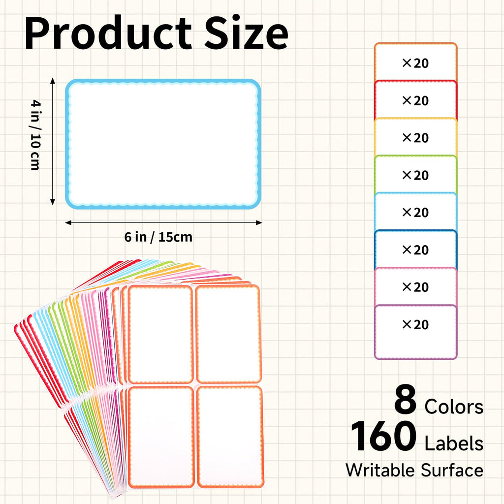 160 Pcs Moving Labels for Boxes, 8 Color-Coded Writable Stickers, 6 x 4 in