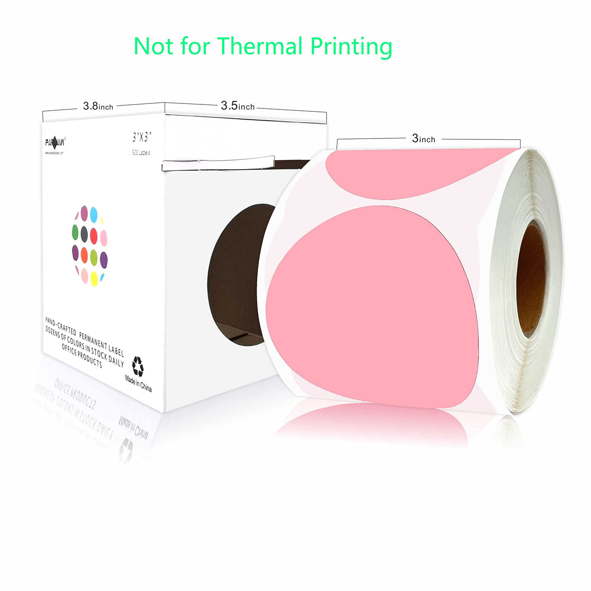 3 Inch Round Permanent Color-Code Dot Sticker, Pink Color Coding Label 1 Roll-500PCS