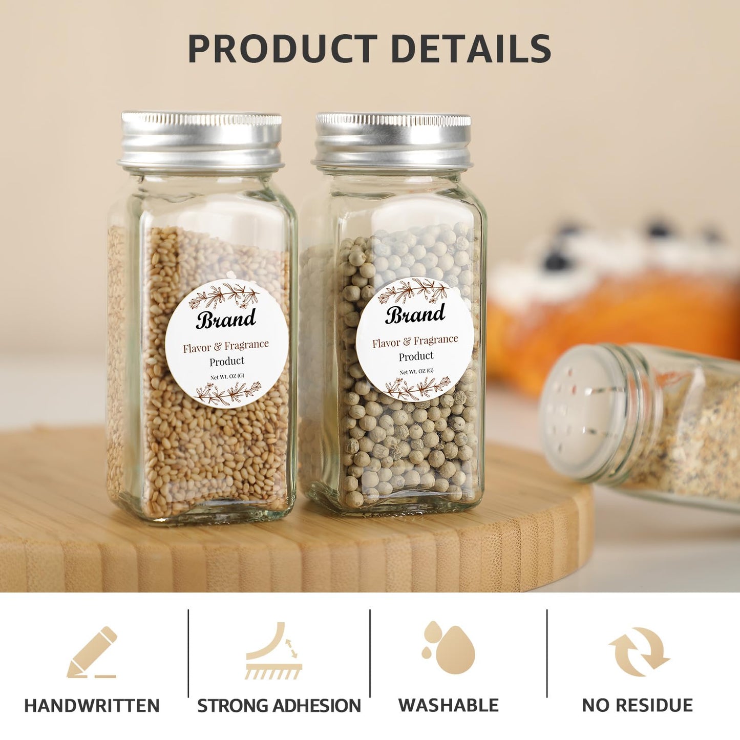 MaxGear 1200 Pcs Round Blank Labels for Spice Jars, 1.3 Inch Washable Write-On, Removable No Residue Adhesive Stickers for Kitchen Organization, Pantry Storage and Containers 1.3"