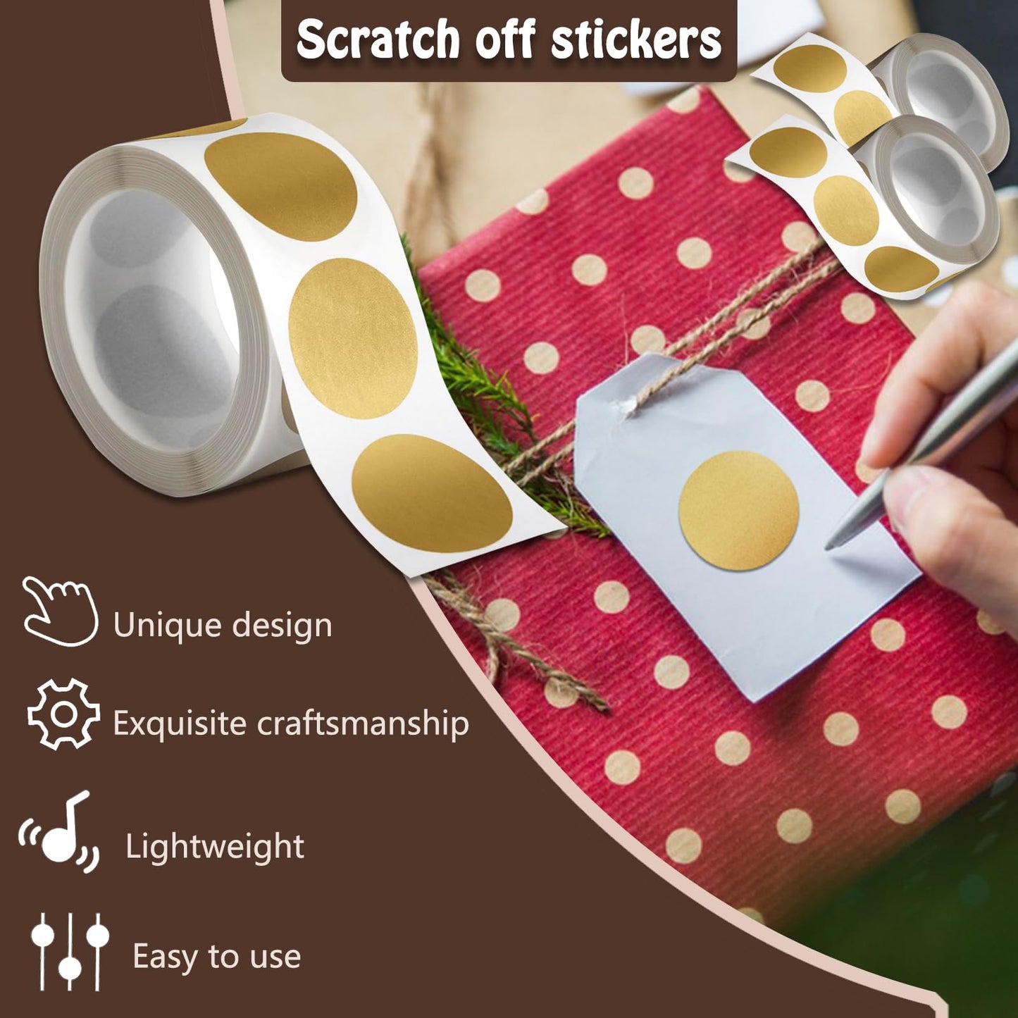 600PCS 1 Inch Scratch Off Sticker Round Labels Scratch Off Card Stickers Circle Self Adhesive Labels for Lottery Tickets DIY Reward Cards (Gold) Gold