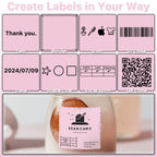 2x2 Thermal Labels, Square Thermal Label Stickers, Pink