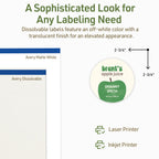 Avery Dissolvable Round Labels, Sure Feed Technology, 2.75" Diameter, Matte White, Print-to-The-Edge, Laser/Inkjet Printable, 60 Labels Total