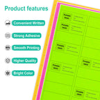 LLIKED 1"x2-5/8" Assorted Fluorescent Address Labels 900 Labels 30 Sheets 1" x 2-5/8"