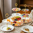3 Tier Cake Tray Stands Zinc Alloy Cake Stands Fitting Holder Rod Stand Handle Cupcake Stand Hardware Handles DIY Making (Golden Star) Golden Star