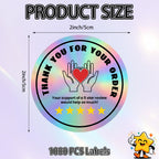 Fulmoon 1000 Pcs Thank You for Your Order Stickers Bulk, Round, Holographic