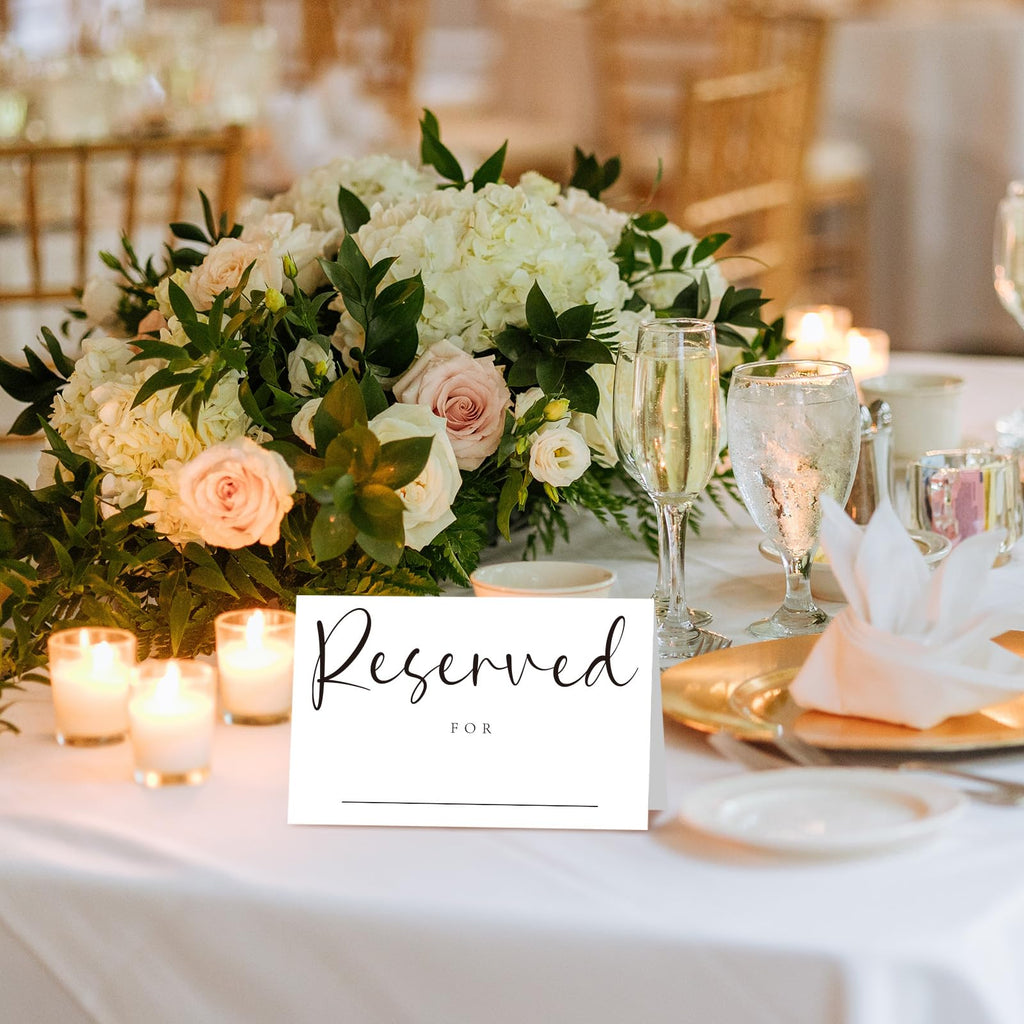 40pcs Reserved Table Signs with Name Line 4x6" Double Sided White 40 pcs