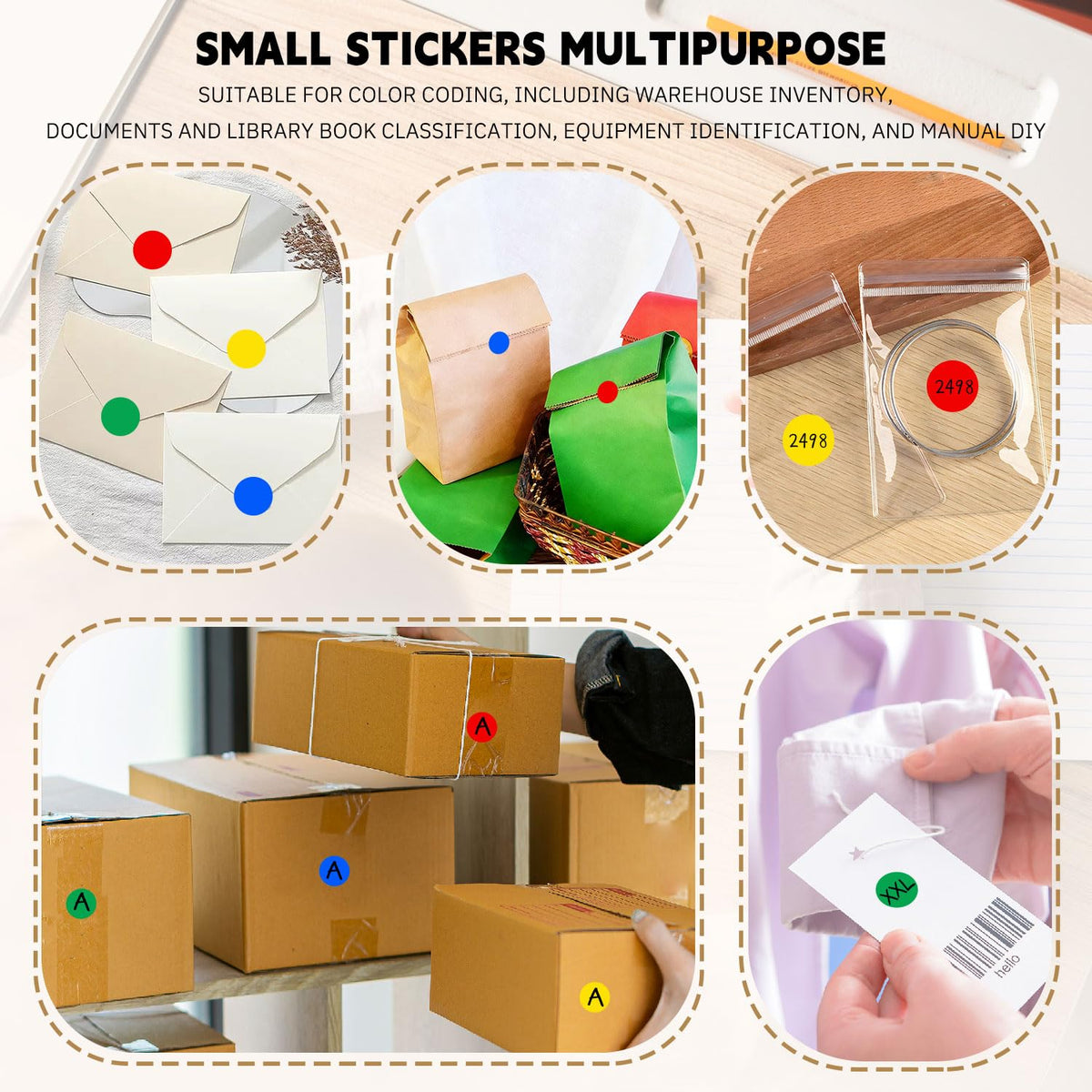 PARLAIM 1/2 inch round adhesive color-coding stickers in red, yellow, blue, and green on four rolls, 2000 pcs total.