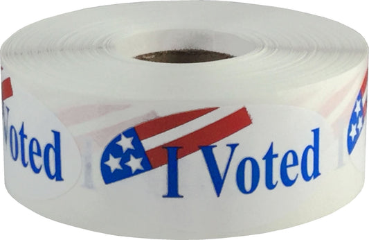 I Voted Stickers with Stars and Stripes, 500 Adhesive Labels (2" x 1")