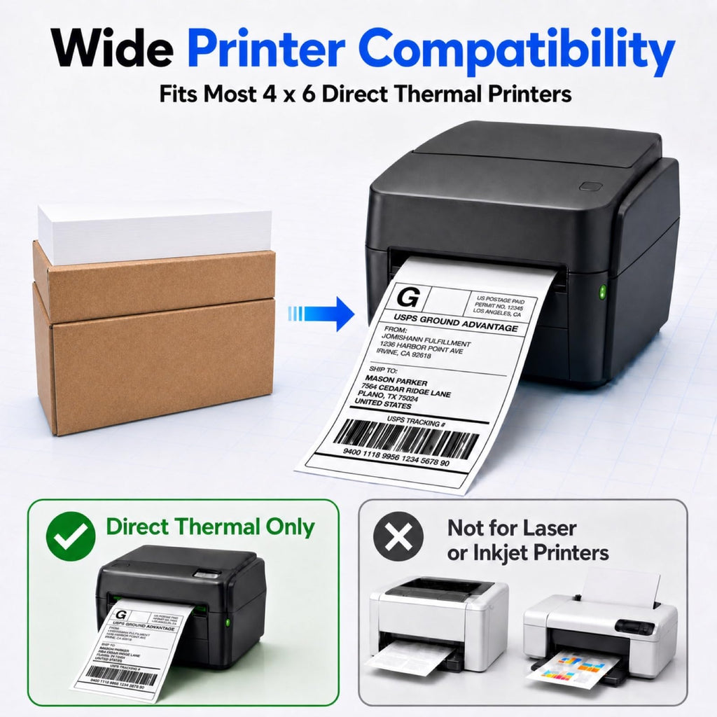 4x6 Thermal Shipping Labels, Fanfold Thermal Labels,500 labels 500 Count