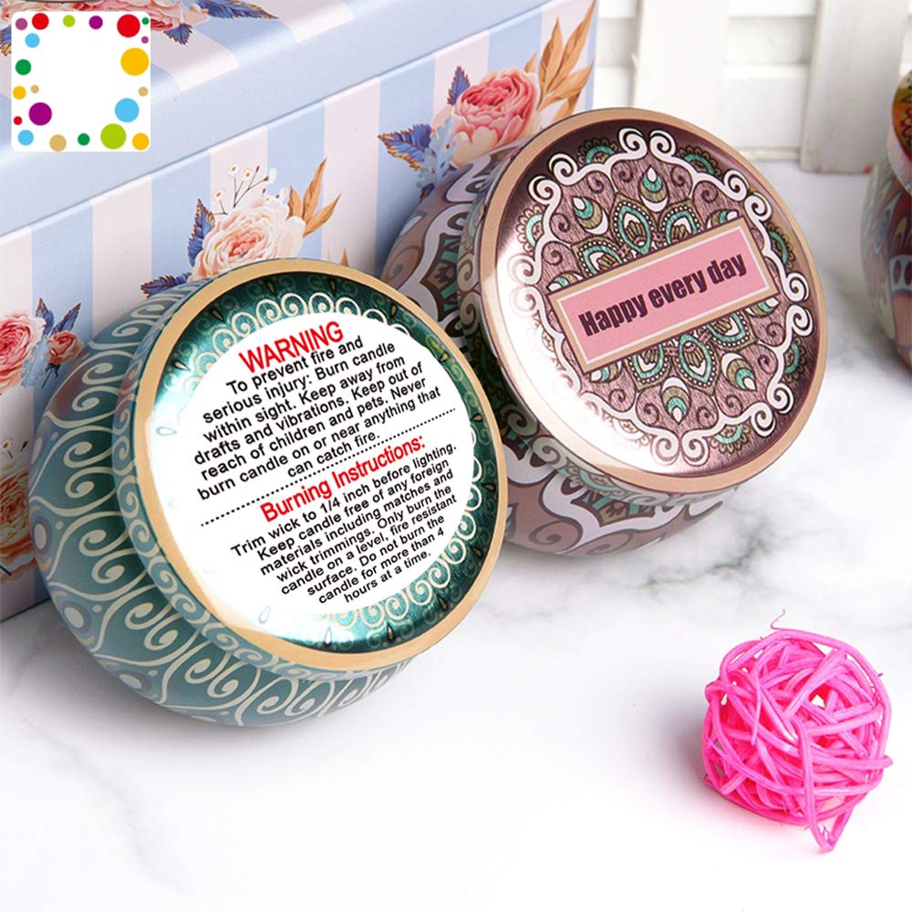 Roll of waterproof candle warning labels for soy wax candle jars by Pop Resin, featuring 1.5-inch safety sticker decals.