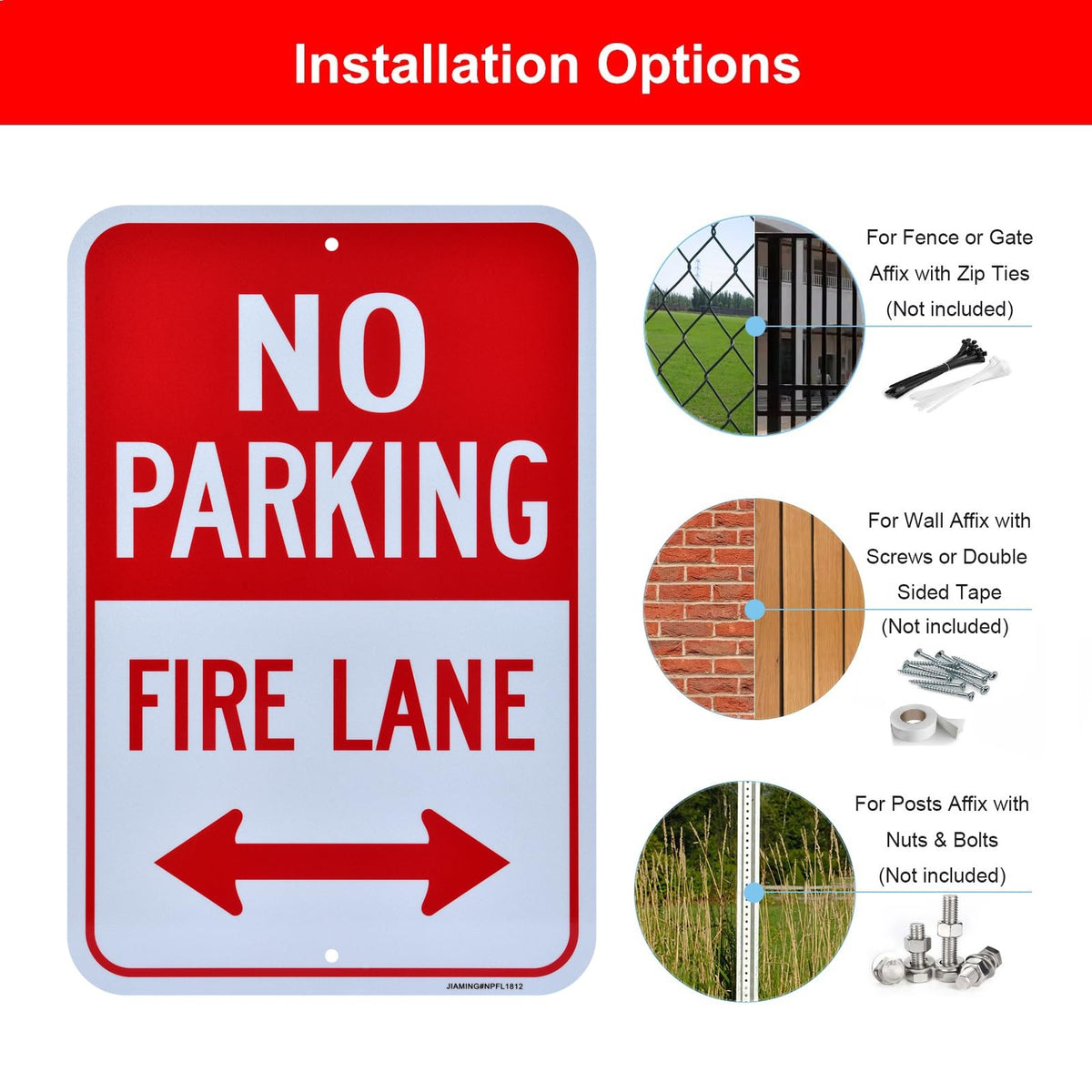 Fire Lane No Parking With Arrow Signs 2 Pack 18x12 Inch Reflective Aluminu