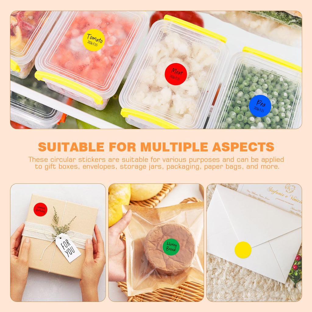 1 Inch 4 Colored Dot Stickers, 2000PCS Round Sticker Label Dots Red-yellow-blue-green 4Colors-2000PCS