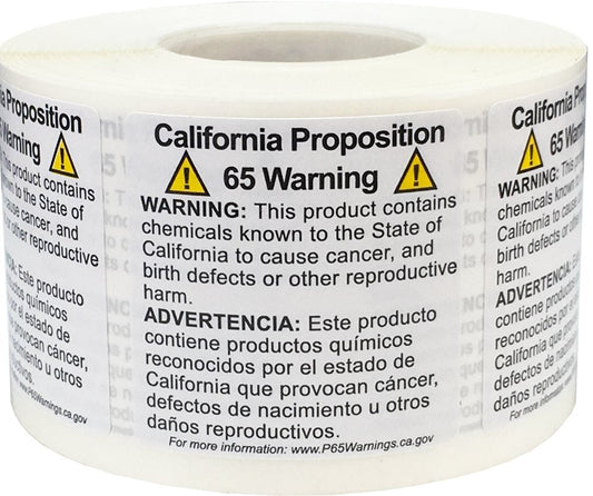 California Proposition 65 Warning Labels Short Form 1 1/2 x 1 1/2 Inch Square 500 Adhesive Stickers
