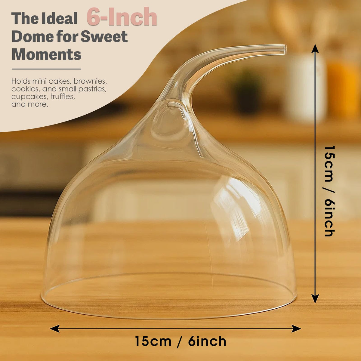6-inch cake stand with a shatterproof acrylic cake dome—the perfect choice for kitchenware, birthdays, parties, weddings, and baking gifts, ideal for displaying food