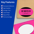 Avery Printable Oval Labels, Sure Feed Technology, 4" x 6", Neon Magenta Labels, Print-to-The-Edge, Laser/Inkjet Printable, 40 Total, Great for Packaging and Candles 40 labels
