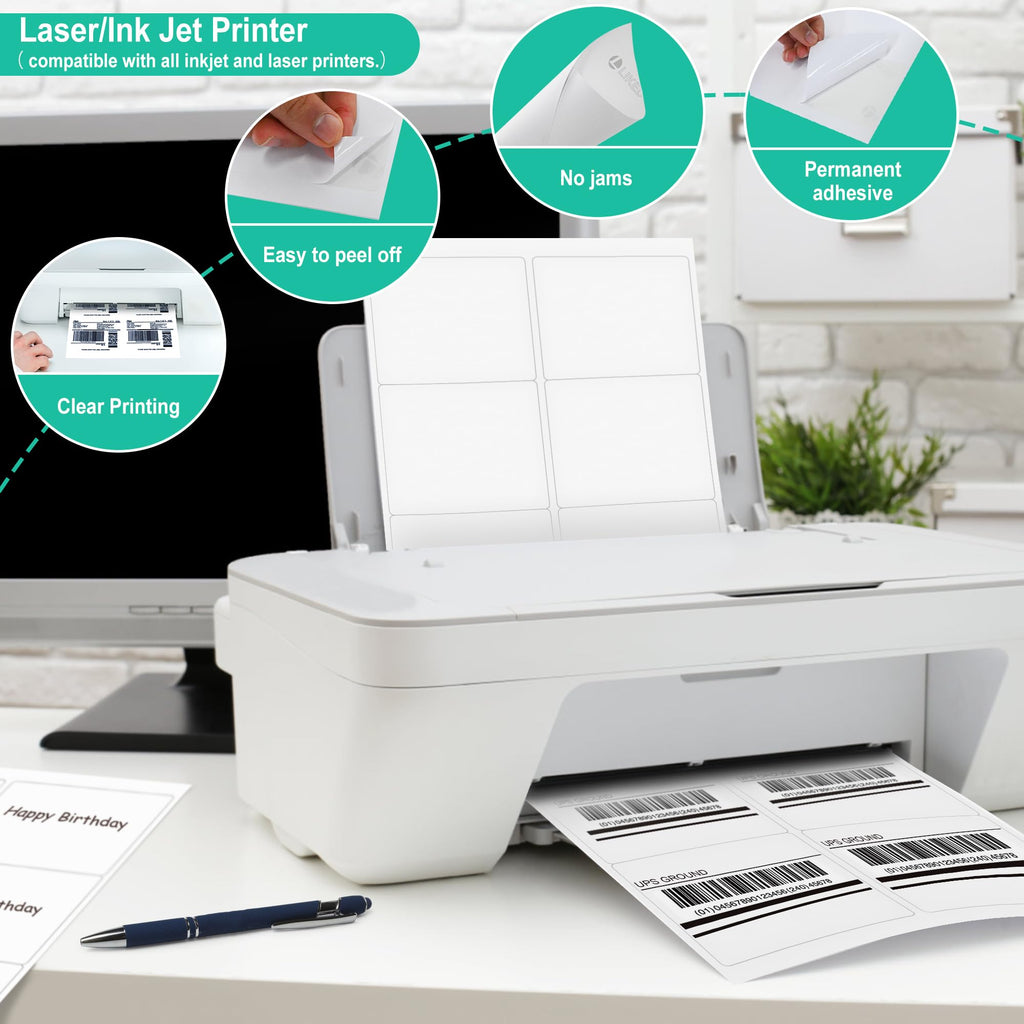 L LIKED 3-1/3"x4 Printable Matte Sticker Labels 600 Labels 100 Sheets