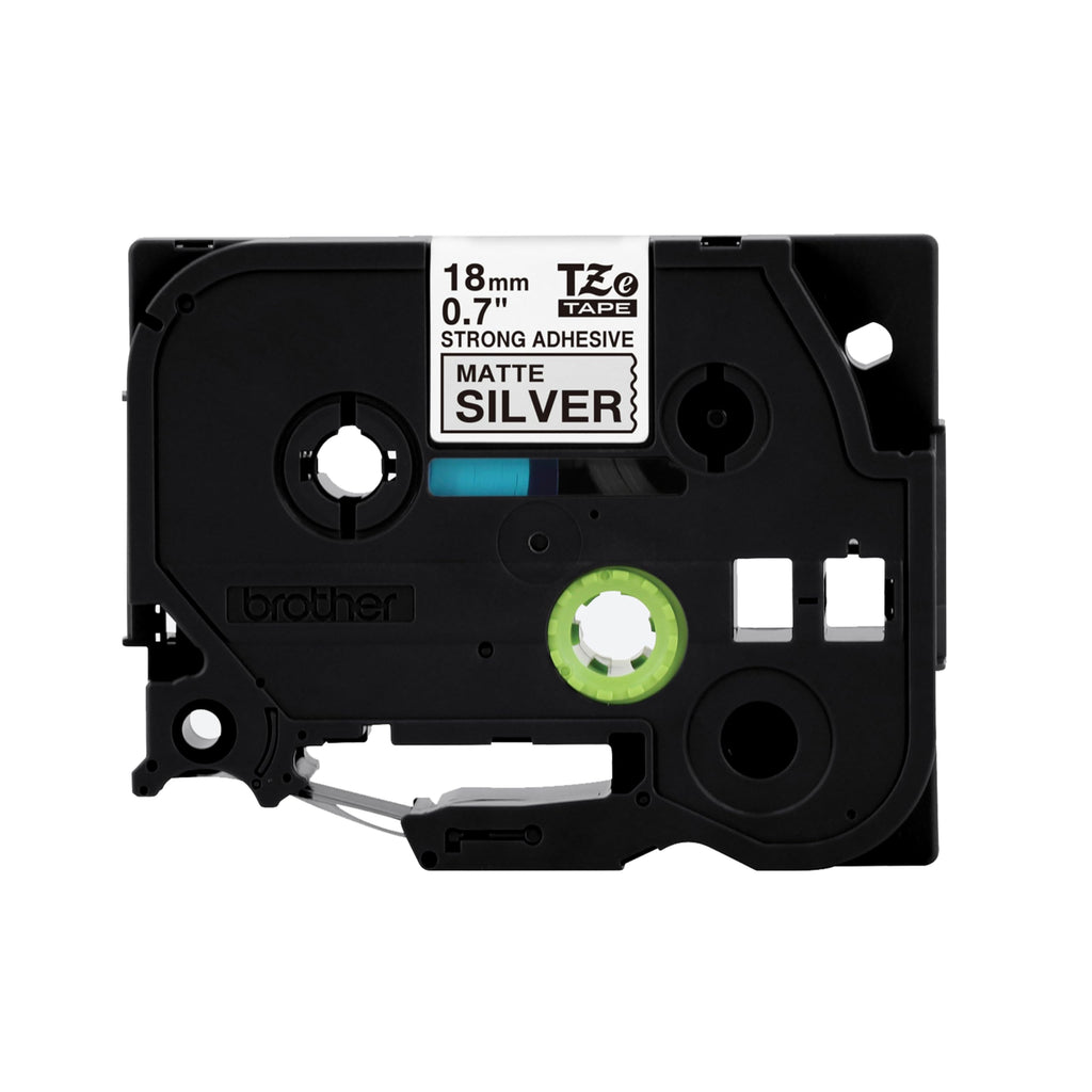 Brother Genuine P-Touch TZe Black Print on Matte Silver Label Tape (TZeS941), Strong Adhesive Laminated,3/4in x 26.2ft (18mm x 8m), for Select P-Touch Label Makers, Water-Resistant, Extra Strength