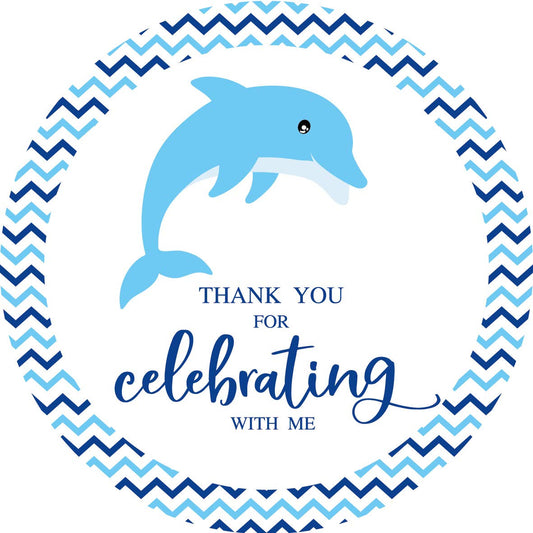 Dolphin Party Thank You Stickers, 40-Pack 2" Dolphin Birthday Bridal Graduation Baby Shower Sticker Labels, Decorations