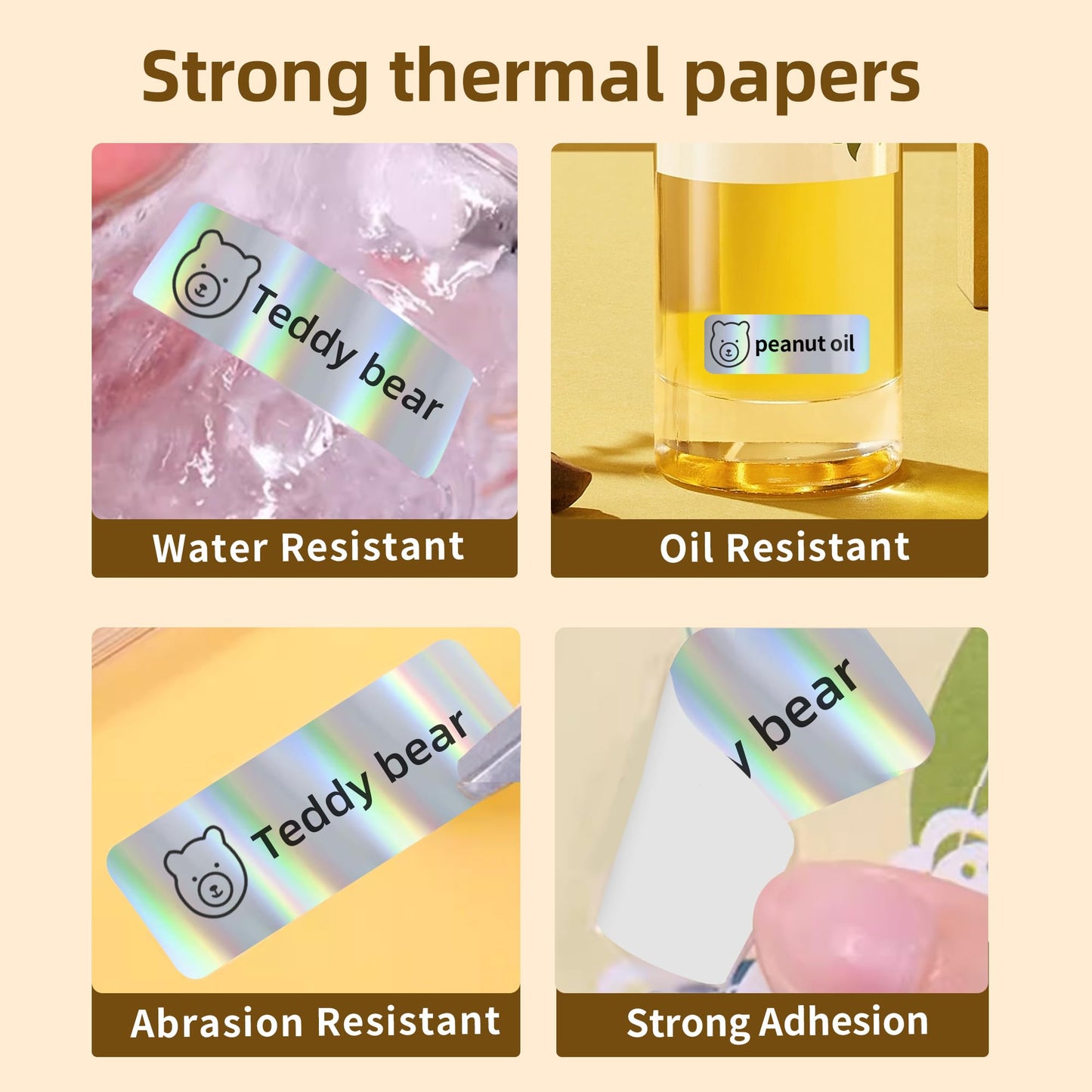 Holographic Silver Label Compatible with P50/P11/P12/P15, 3 Rolls Rainbow Thermal Label Sticker 0.55”x1.57”(14x40mm) Multi-Purpose Self-Adhesive Thermal, Waterproof, Oil-Proof Label Maker Tape 14*40mm Laser